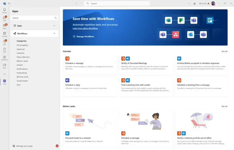 Microsoft Teams将整合Workflows：自动执行重复性任务，提高员工生产力
