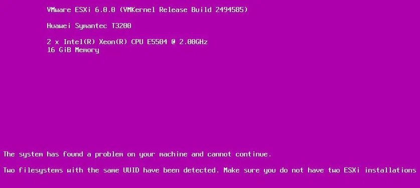 ESXi 系统出现了紫屏，且网卡报错