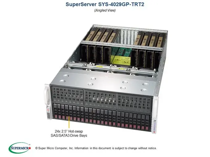 Supermicro SYS-4029GP-TRT2官方俯视结构图。图片来源：Supermicro。